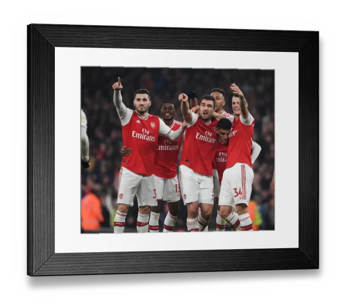 Framed Print : Arsenal Celebrate Sokratis's Goal: Arsenal 2-Manchester United (2019-20) - A Thrilling Moment at Emirates Stadium Framed Print : Arsenal Celebrate Sokratis's Goal: Arsenal 2-Manchester United (2019-20) - A Thrilling Moment at Emirates Stadium