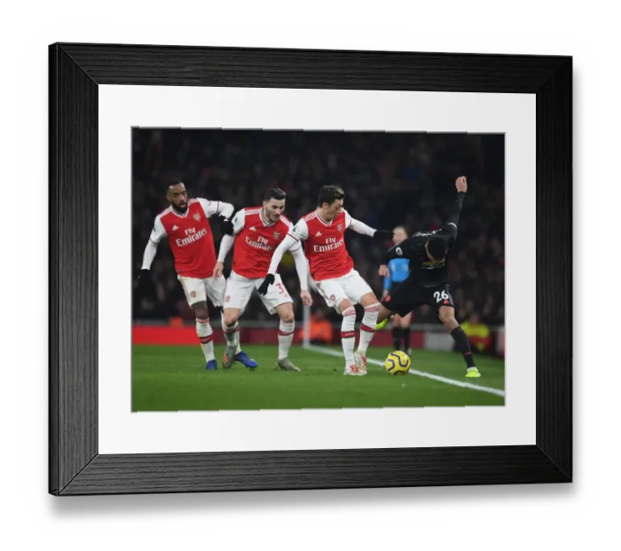 Framed Print : Arsenal's Lacazette, Kolasinac, and Ozil Pressure Greenwood in Arsenal v Manchester United (2019-20) Framed Print : Arsenal's Lacazette, Kolasinac, and Ozil Pressure Greenwood in Arsenal v Manchester United (2019-20)