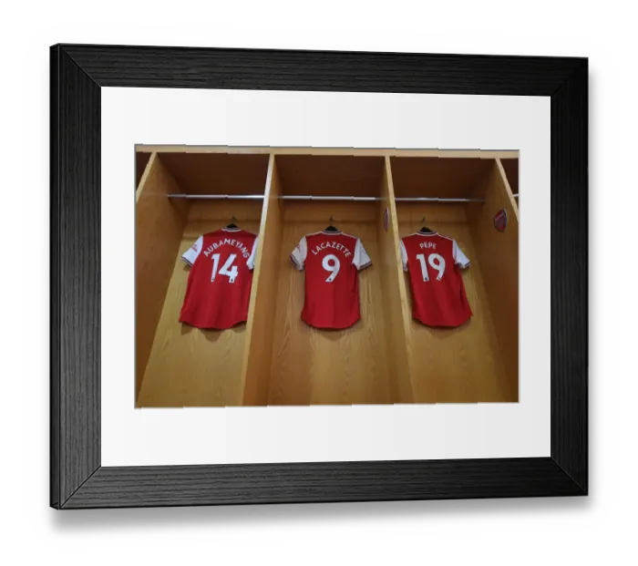 Framed Print : Arsenal's Strikers: Aubameyang, Lacazette, Pepe - Pre-Match Preparation vs Manchester United (2019-20)