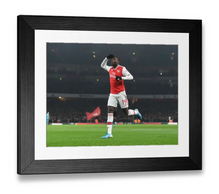 Framed Print : Nicolas Pepe Scores First Arsenal Goal: Arsenal vs Manchester United (2019-20)