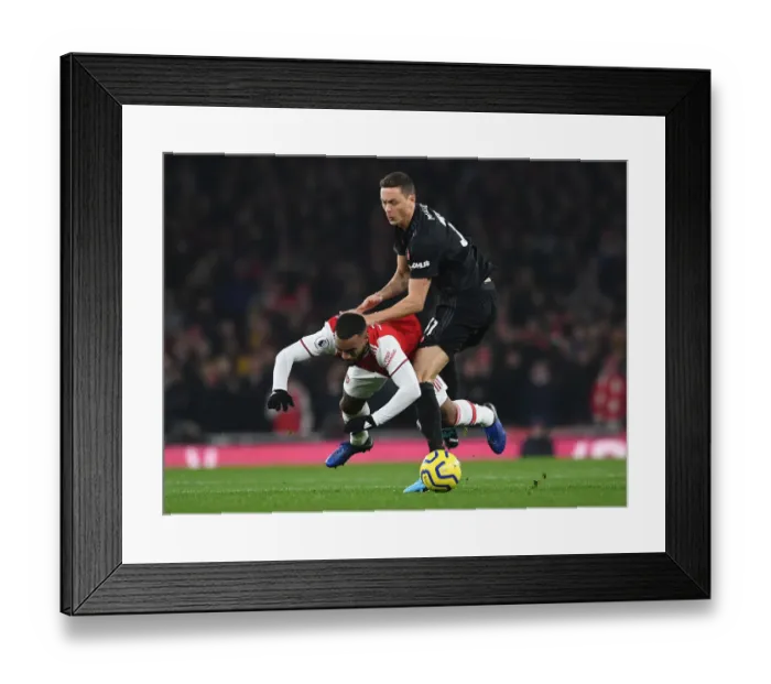 Framed Print : Arsenal vs Manchester United: Lacazette Fouls by Matic in Intense Premier League Clash (2019-20)