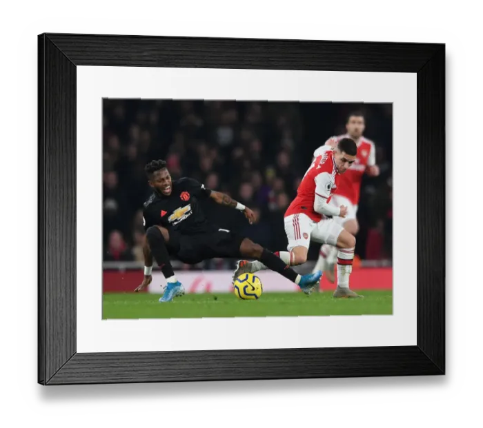 Framed Print : Torreira vs Fred: A Premier League Showdown - Arsenal vs Manchester United (2019-20)