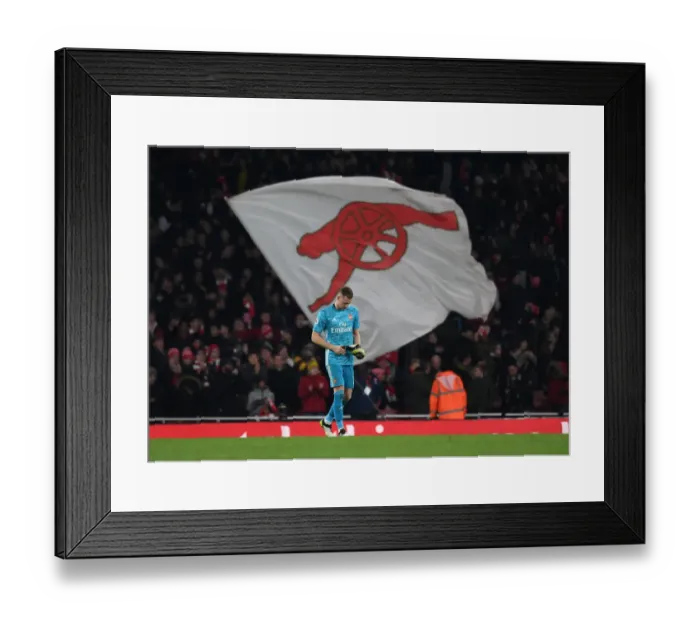 Framed Print : Arsenal's Bernd Leno Reacts After Arsenal FC vs Manchester United, Premier League 2019-2020