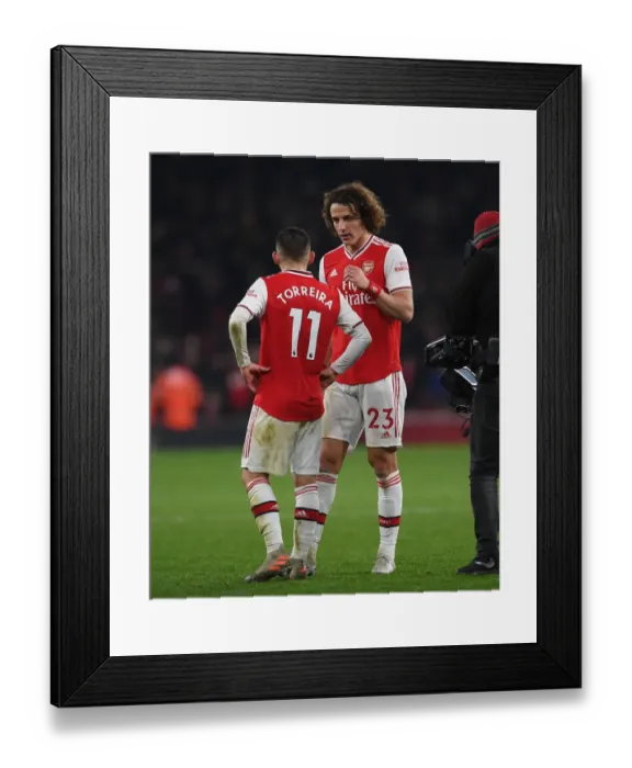 Framed Print : Arsenal's David Luiz and Lucas Torreira Reunite After Arsenal FC vs Manchester United Match (January 2020)