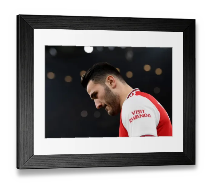 Framed Print : Arsenal's Sead Kolasinac Gears Up for Arsenal vs Manchester United: Premier League Clash (2019-20)