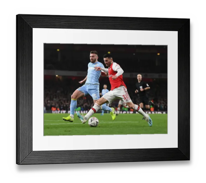 Framed Print : Arsenal's Sead Kolasinac Outsmarts Leeds Stuart Dallas in FA Cup Clash