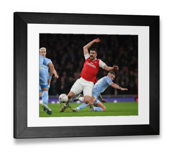 Framed Print : Arsenal vs Leeds United: Sokratis Clashes with Phillips in FA Cup Third Round