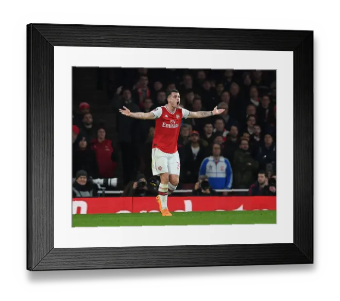 Framed Print : Granit Xhaka: Arsenal vs. Leeds United, FA Cup Third Round