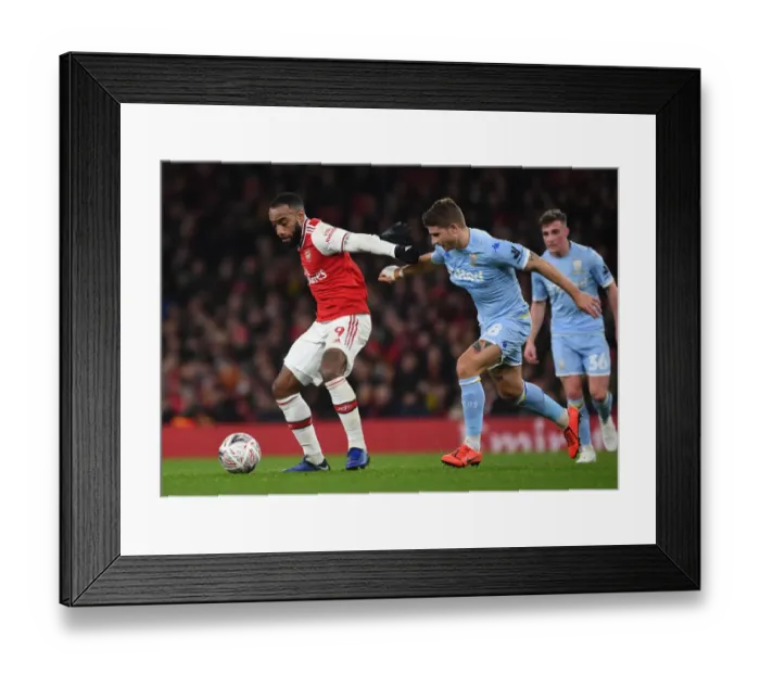 Framed Print : Arsenal vs Leeds United: FA Cup Clash - Lacazette vs Berardi