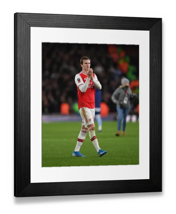 Framed Print : Arsenal's Rob Holding Reacts After FA Cup Victory Over Leeds United