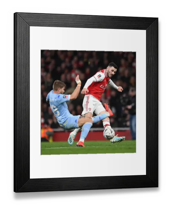 Framed Print : Arsenal vs Leeds United: FA Cup Clash – Sead Kolasinac vs Gaetano Berardi