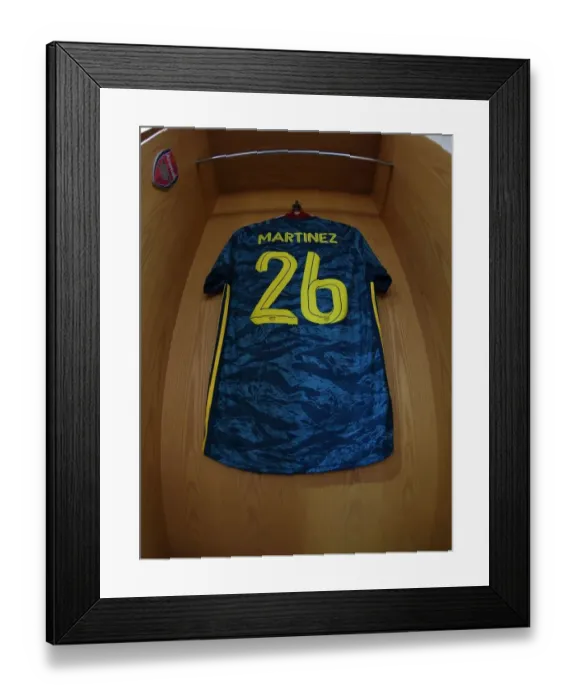 Framed Print : Arsenal FC: Emi Martinez in the Changing Room before FA Cup Match against Leeds United