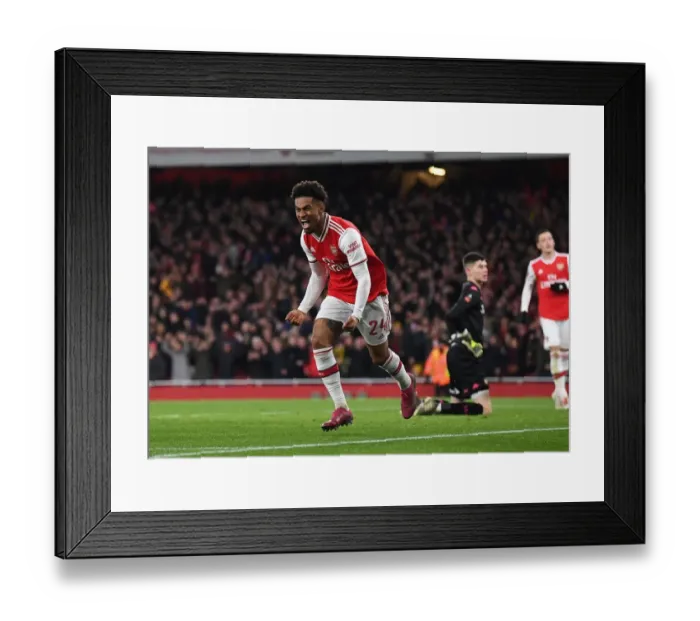 Framed Print : Arsenal's Reiss Nelson Scores in FA Cup Victory over Leeds United