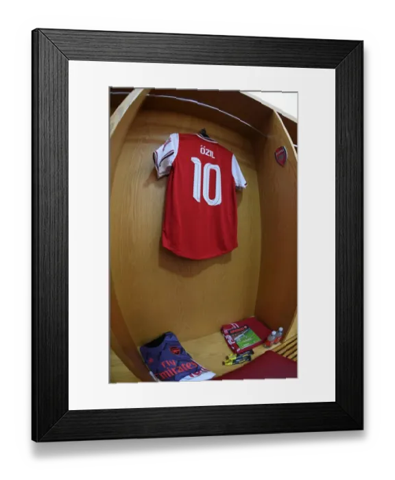 Framed Print : Arsenal FC: Mesut Ozil's FA Cup Kit Preparation vs Leeds United (2019-20)