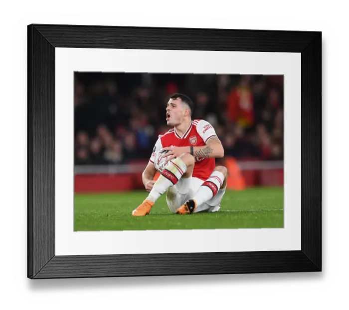 Framed Print : Arsenal's Granit Xhaka in FA Cup Action Against Leeds United