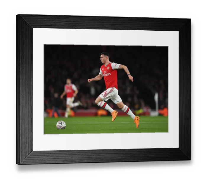 Framed Print : Arsenal's Granit Xhaka in Action Against Leeds United in FA Cup Third Round