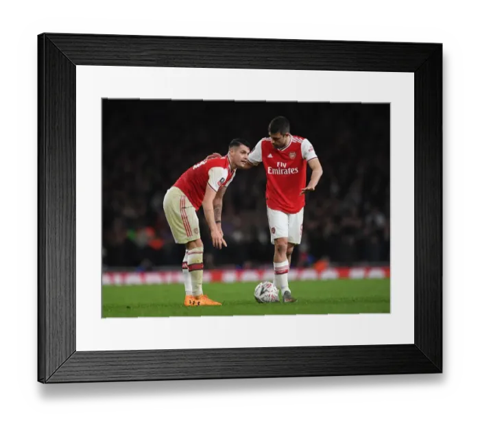 Framed Print : Arsenal's Xhaka and Sokratis in Action Against Leeds United in FA Cup Third Round Framed Print : Arsenal's Xhaka and Sokratis in Action Against Leeds United in FA Cup Third Round
