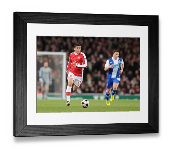 Framed Print : Denilson (Arsenal) Cristian Rodriguez (Porto). Arsenal 5: 0 FC Porto, UEFA Champions League First Knockout Round, Second Leg, Emirates Stadium, Arsenal Football Club, London, 9  /  3  /  2010. Credit : Stuart MacFarlane  / 