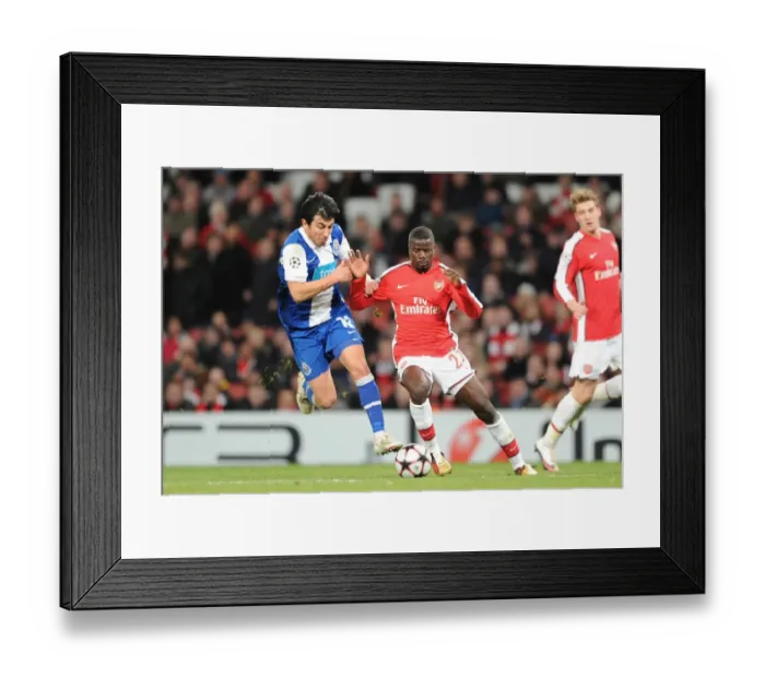 Framed Print : Arsenal's Emmanuel Eboue Celebrates Fifth Goal Against FC Porto in 2010 UEFA Champions League