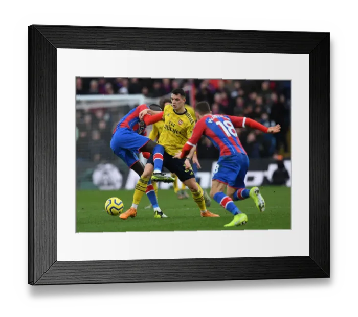 Framed Print : Clash at Selhurst Park: Xhaka vs. Kouyate in Premier League Showdown (Crystal Palace v Arsenal 2019-20)