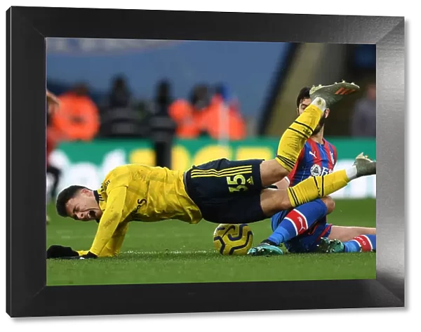Intense Clash: Gabriel Martinelli Fouls by Tomkins in Arsenal vs. Crystal Palace, Premier League 2019-2020