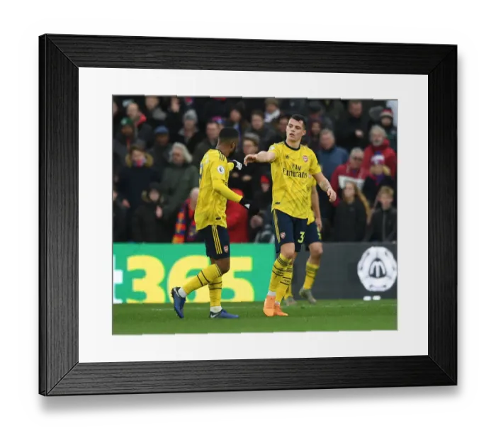 Framed Print : Arsenal's Lacazette Transfers Captain Armband to Xhaka vs Crystal Palace (2019-20)