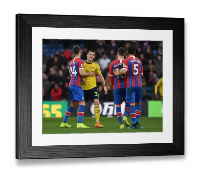 Framed Print : Clash of Temperaments: Xhaka and McArthur Lock Horns in Crystal Palace vs Arsenal Premier League Showdown