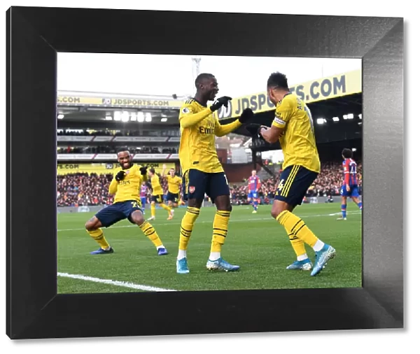 Aubameyang and Pepe Celebrate Goal: Crystal Palace vs. Arsenal, Premier League 2019-20