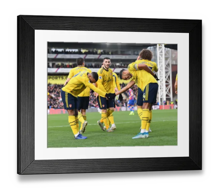 Framed Print : Arsenal: Aubameyang and Pepe's Thrilling Goal Celebration vs Crystal Palace, Premier League 2019-20