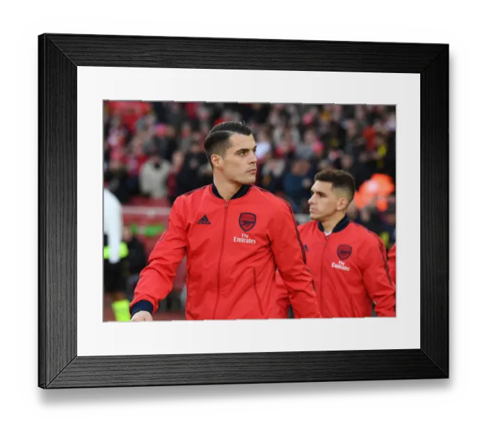 Framed Print : Granit Xhaka: Arsenal's Focus Before Arsenal vs Sheffield United (2019-20) Framed Print : Granit Xhaka: Arsenal's Focus Before Arsenal vs Sheffield United (2019-20)