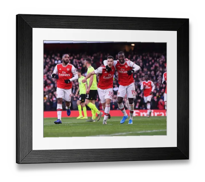 Framed Print : Arsenal Stars Martinelli and Pepe: Celebrating a Goal Against Sheffield United (2019-20) Framed Print : Arsenal Stars Martinelli and Pepe: Celebrating a Goal Against Sheffield United (2019-20)