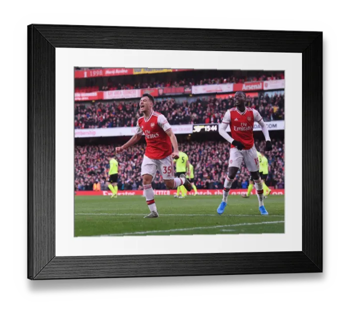 Framed Print : Martinelli and Pepe Celebrate Goal: Arsenal's Win Against Sheffield United (2019-20)