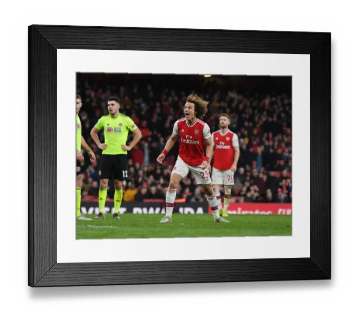 Framed Print : Arsenal's David Luiz in Action Against Sheffield United - Premier League 2020
