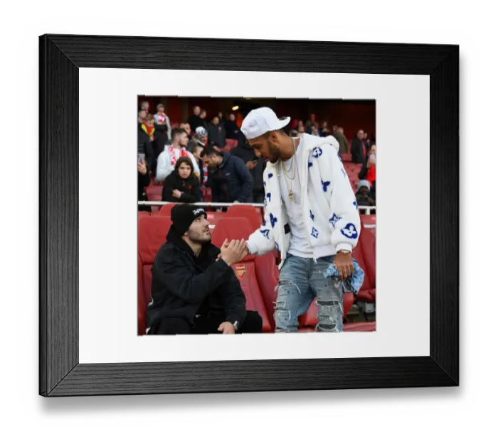 Framed Print : Arsenal FC: Aubameyang and Kolasinac Pre-Match Huddle vs Sheffield United (Premier League, 2019-20)