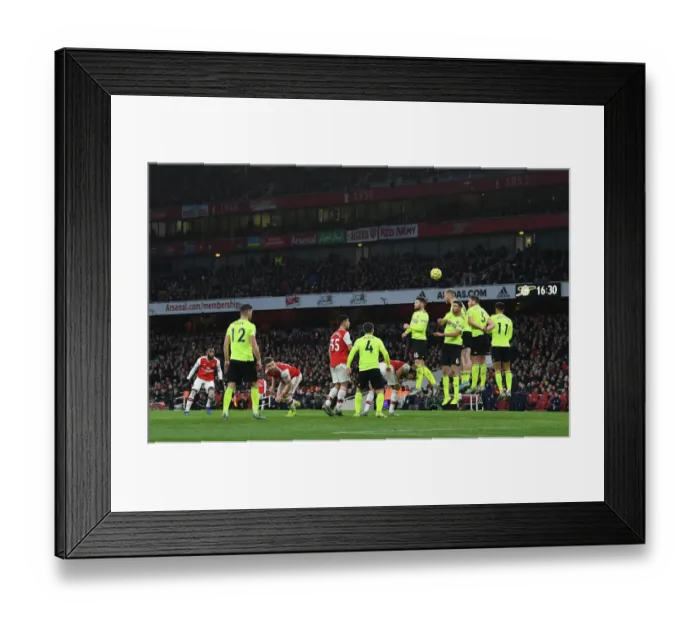 Framed Print : Arsenal's Lacazette Takes Free Kick Against Sheffield United, Premier League 2019-20
