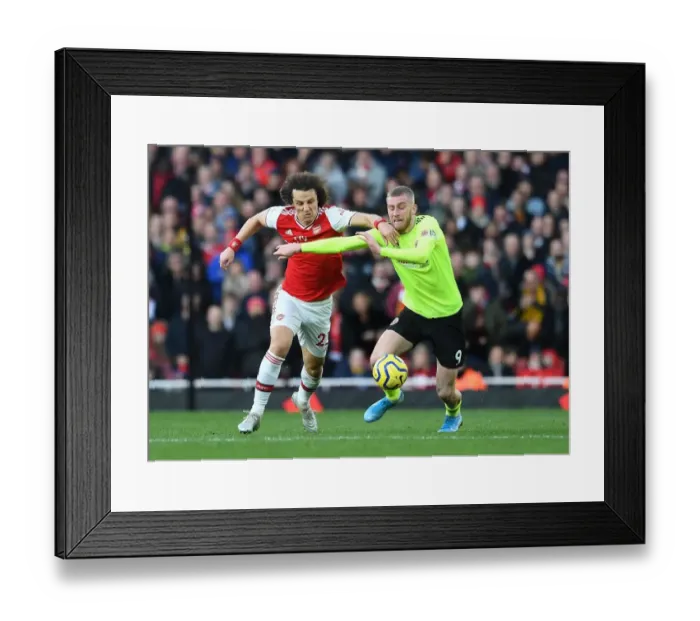 Framed Print : Arsenal vs Sheffield United: David Luiz Faces Off Against Oli McBurnie in Premier League Clash