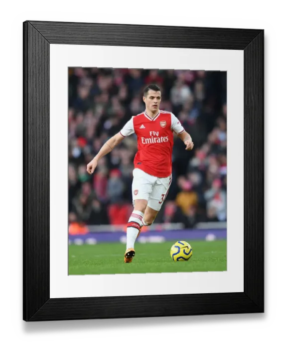 Framed Print : Granit Xhaka: Arsenal's Midfield Maestro in Action Against Sheffield United, Premier League 2019-20