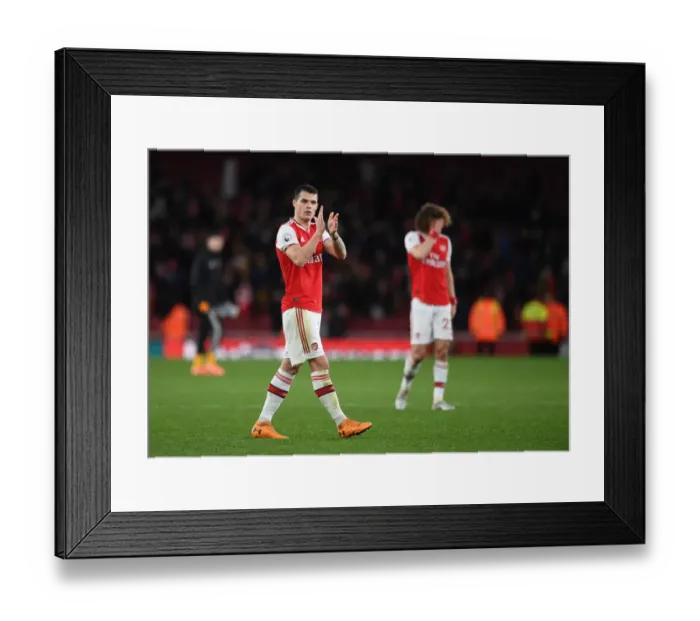 Framed Print : Arsenal's Granit Xhaka Rallies Fans After Arsenal v Sheffield United Premier League Match