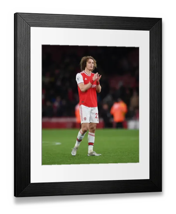 Framed Print : Arsenal's David Luiz Celebrates with Fans After Victory Over Sheffield United Framed Print : Arsenal's David Luiz Celebrates with Fans After Victory Over Sheffield United