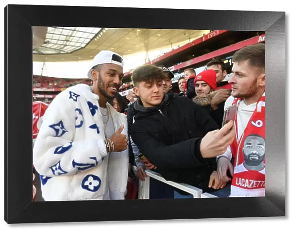 Arsenal's Pierre-Emerick Aubameyang Greets Fans Before Arsenal v Sheffield United, Premier League 2019-20