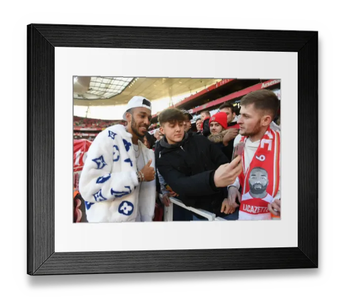 Framed Print : Arsenal's Pierre-Emerick Aubameyang Greets Fans Before Arsenal v Sheffield United, Premier League 2019-20