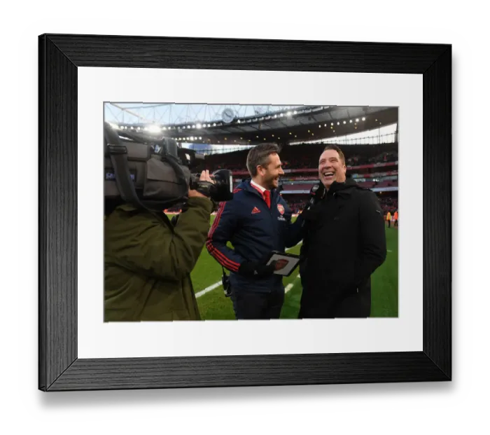 Framed Print : Arsenal Legends: David Seaman Interviewed at Half Time during Arsenal vs Sheffield United, Premier League 2019-20