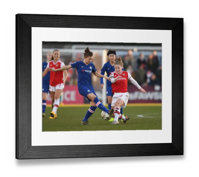 Framed Print : Arsenal vs. Chelsea: A Fierce Battle in the FA Womens Super League (2019-20) - Kim Little vs. Hannah Blundell