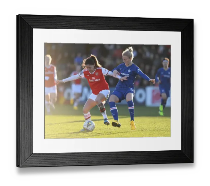 Framed Print : Intense Rivalry: Arsenal vs. Chelsea - A Battle in the FA Womens Super League