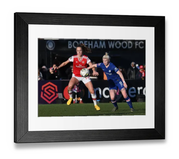 Framed Print : Arsenal vs. Chelsea: Intense Battle in FA WSL Match