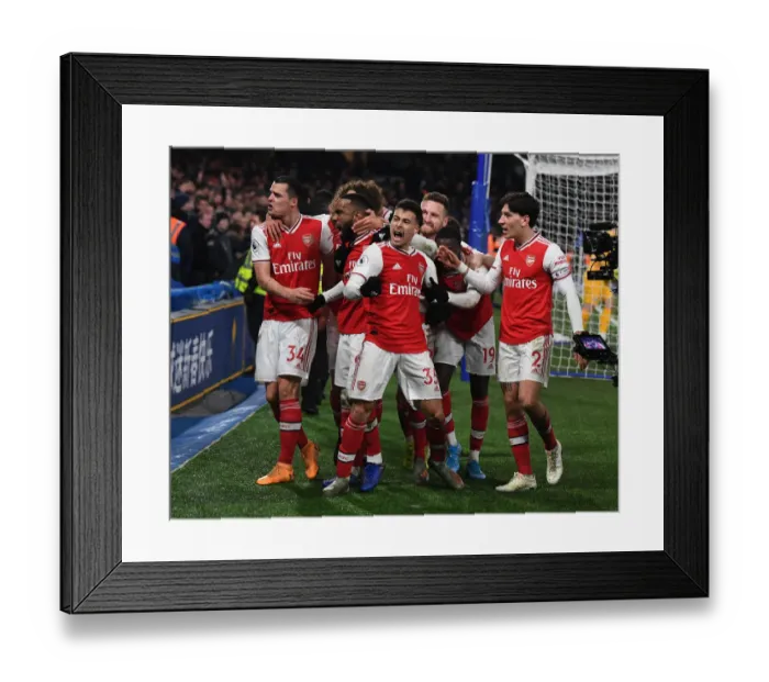 Framed Print : Martinelli's Debut Goal: Arsenal's First in Chelsea Rivalry (2020)