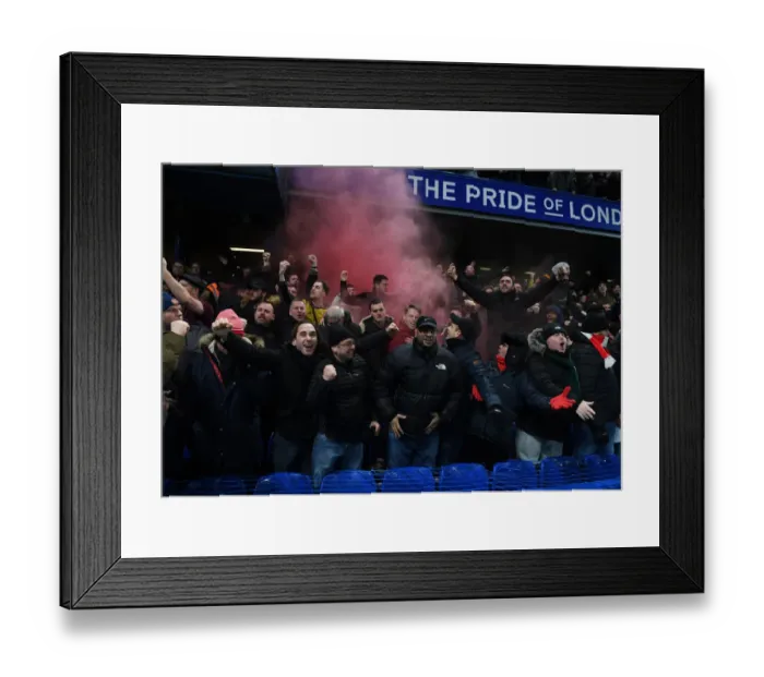 Framed Print : Arsenal Fans Euphoria: First Goal Against Chelsea in Premier League Showdown