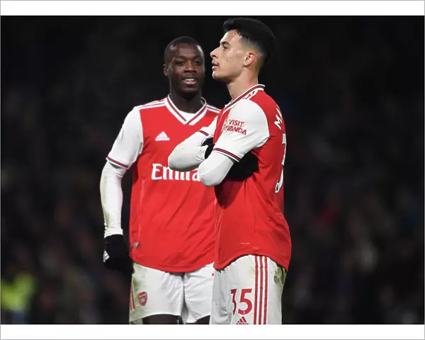 Martinelli and Pepe Celebrate First Arsenal Goal Against Chelsea (2019-20)