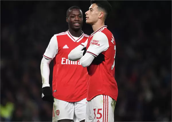Martinelli and Pepe Celebrate First Arsenal Goal Against Chelsea (2019-20)