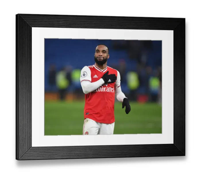 Framed Print : Alexis Lacazette Celebrates with Arsenal Fans After Chelsea Victory: Premier League 2019-20